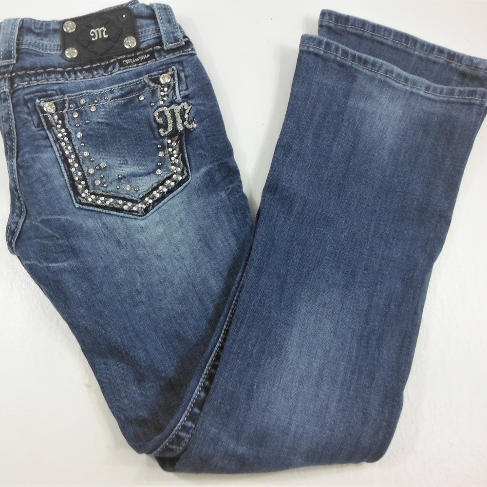 Miss Me Bling Pocket Boot Cut Denim Jeans - 27 - Picture 6 of 8